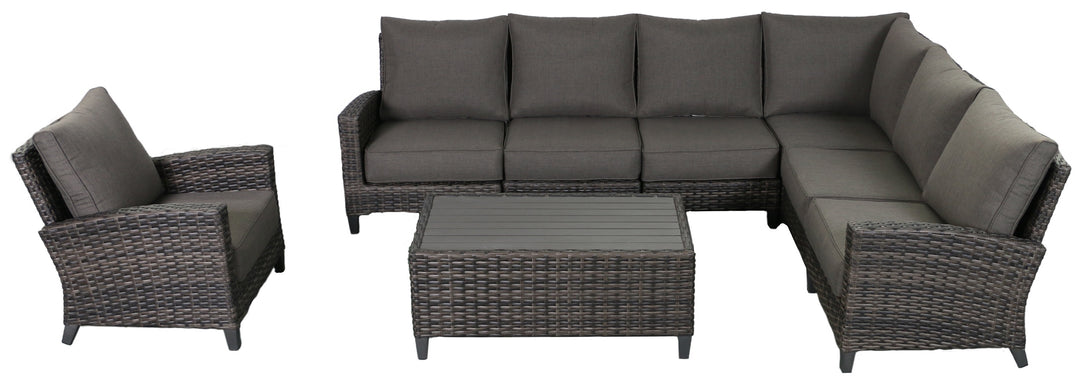 Barbados 6-Piece Outdoor Patio Furniture Sectional and Club Chair Set