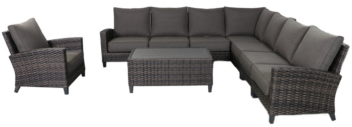 Barbados 7-Piece Outdoor Patio Furniture Sectional and Club Chair Set