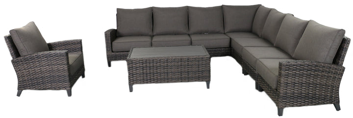 Barbados 7-Piece Outdoor Patio Furniture Sectional and Club Chair Set
