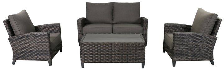 Barbados 5-Piece Outdoor Patio Furniture Love Seat Set