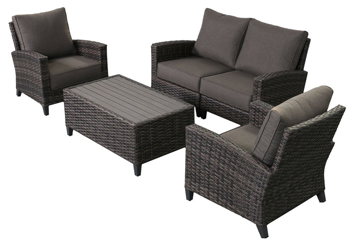 Barbados 5-Piece Outdoor Patio Furniture Love Seat Set