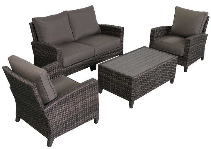 Barbados 5-Piece Outdoor Patio Furniture Love Seat Set