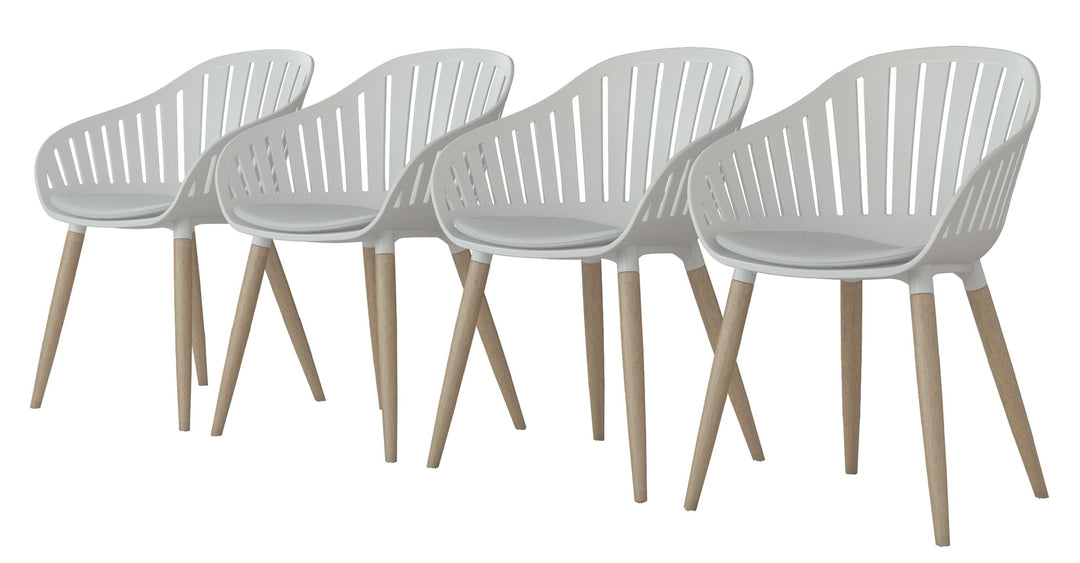 4 Piece Patio Armchair Set - White