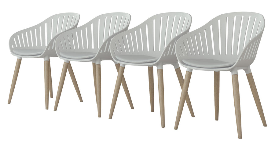 4 Piece Patio Armchair Set - White