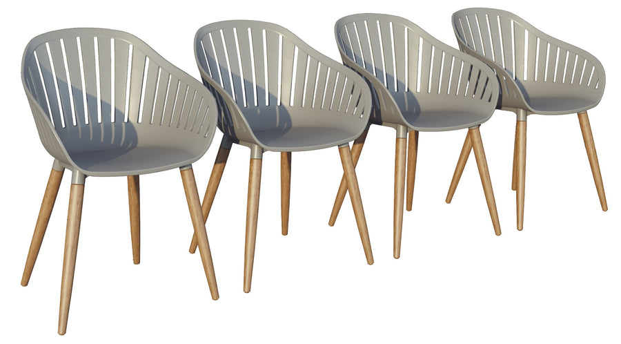 4 Piece Patio Armchair Set - Gray/Brown