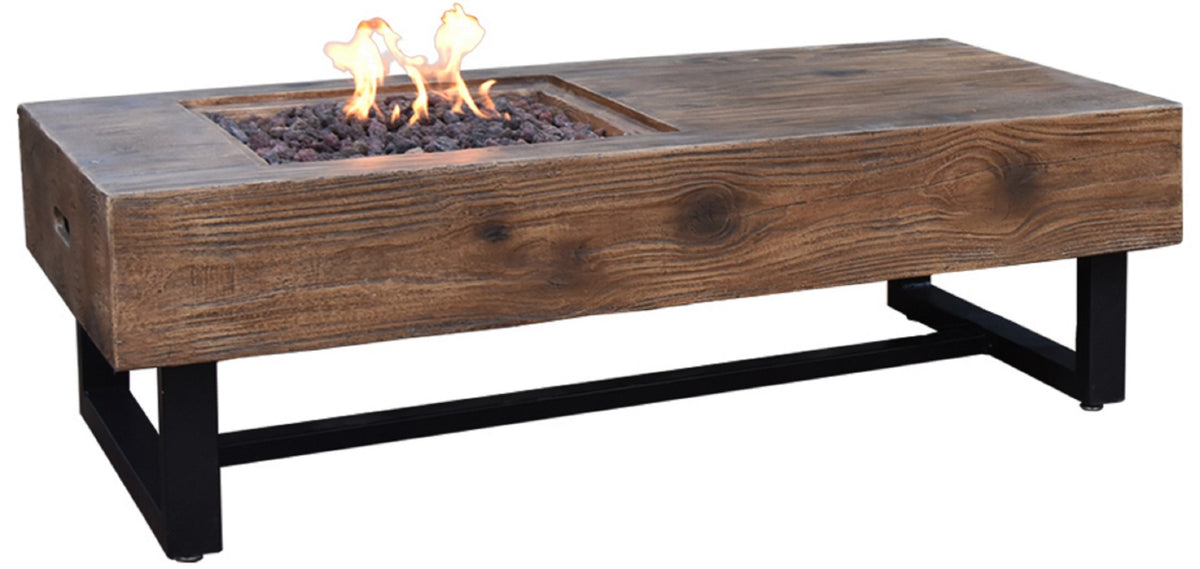 Naples Outdoor Reinforced Concrete Fire Pit Coffee Table - 28 Inch