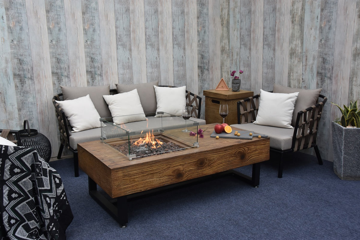 Naples Outdoor Reinforced Concrete Fire Pit Coffee Table - 28 Inch - view 2