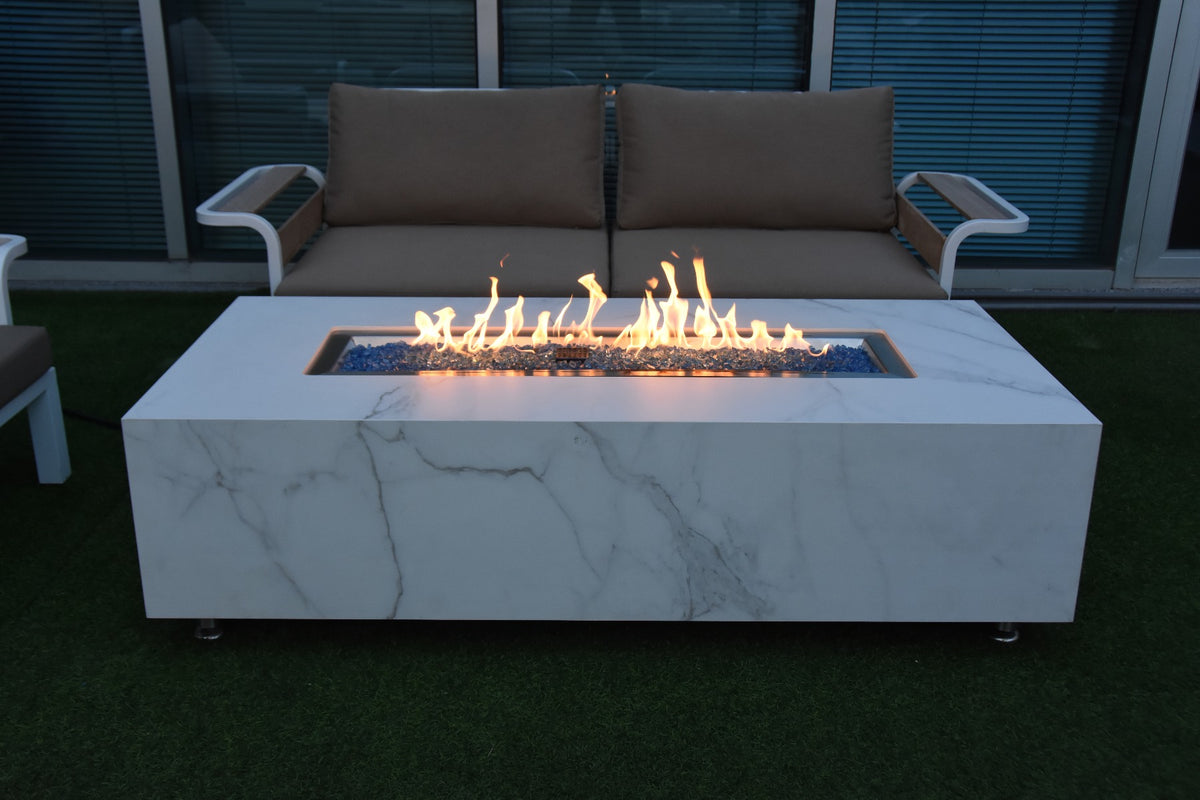 Carrara Outdoor Bianco White Fire Pit Table - view 11