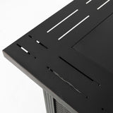 28" Square Steel Propane Fire Pit Table with Wicker-Style Finish, 50,000 BTU, Black, Includes Volcanic Stones & Lid