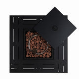 28" Square Steel Propane Fire Pit Table with Wicker-Style Finish, 50,000 BTU, Black, Includes Volcanic Stones & Lid