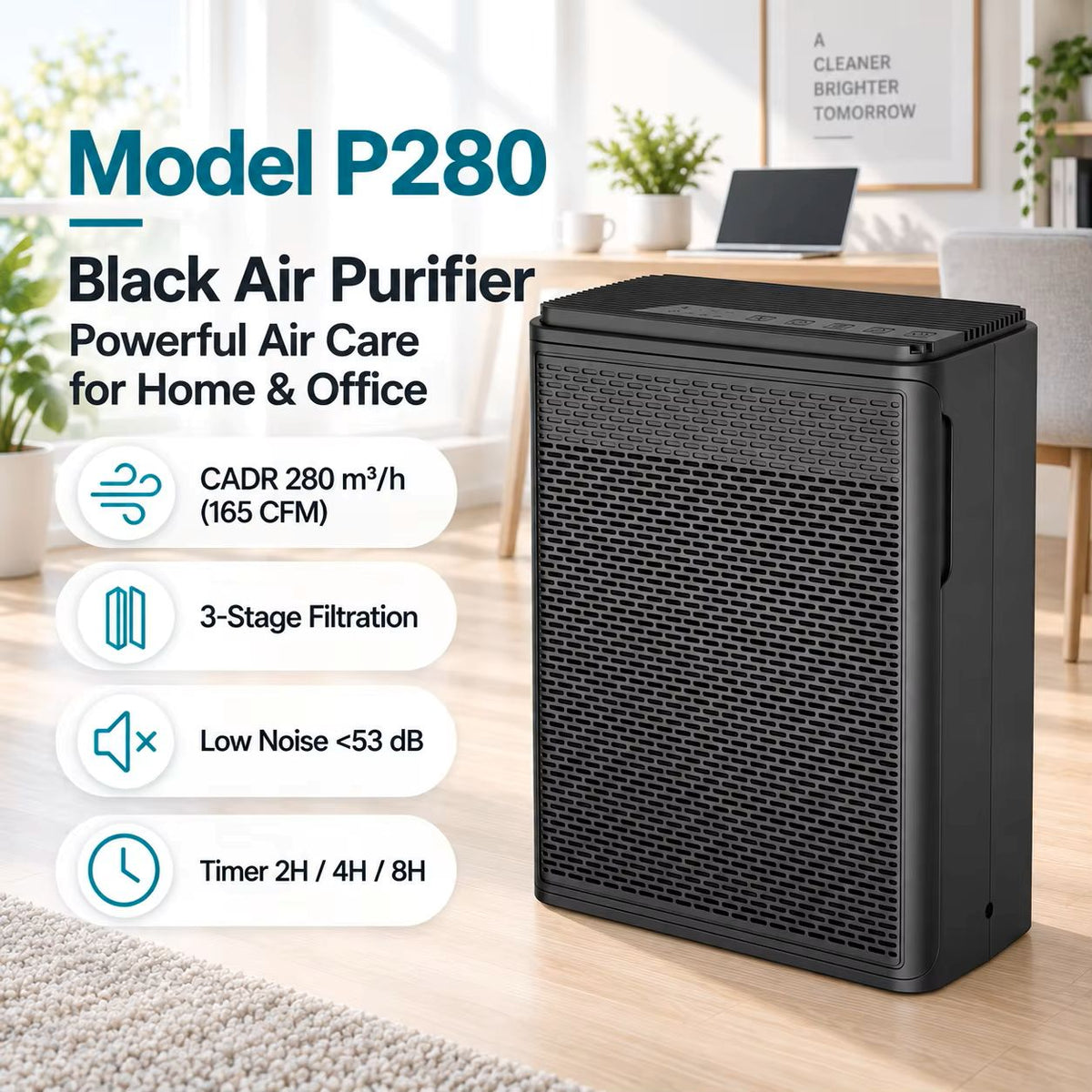 HEPA Air Purifier for Home Bedroom and Pets 165 CFM with 3 Speeds