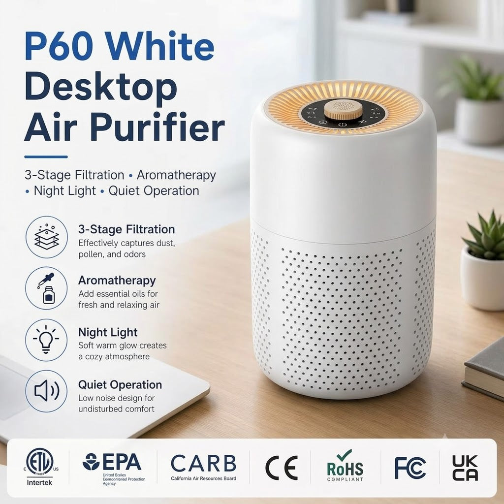 Desktop H13 HEPA Air Purifier with Aroma Pad and Night Light - 2 Pack