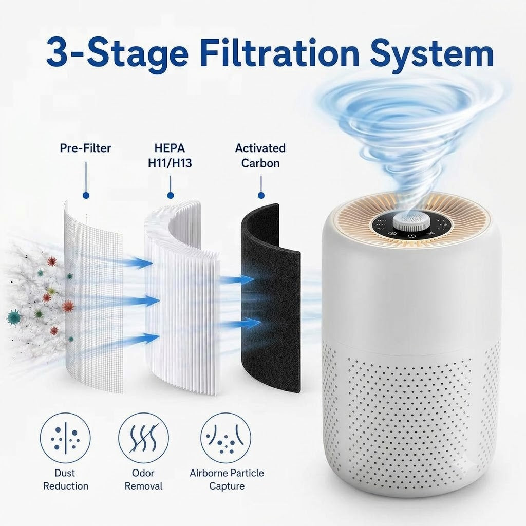 Desktop H13 HEPA Air Purifier with Aroma Pad and Night Light - 2 Pack