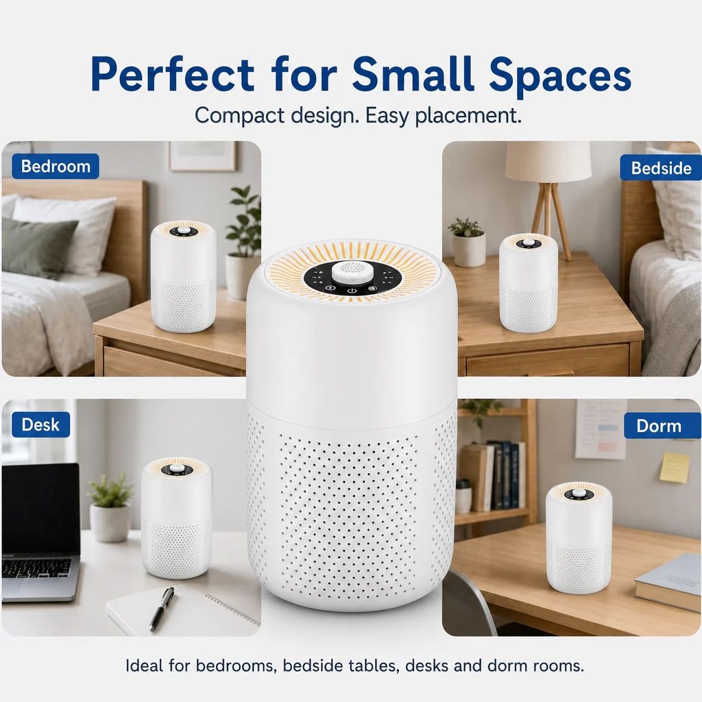 Desktop H13 HEPA Air Purifier with Aroma Pad and Night Light - 2 Pack