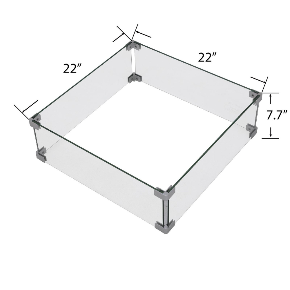 Ashton Fire Pit Tempered Clear Glass Wind Screen