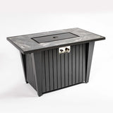 42" Rectangular Propane Fire Pit Table with Glass Wind Guard, Steel Frame, 50,000 BTU, Grey, Lava Rocks Included