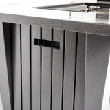 42" Rectangular Propane Fire Pit Table with Glass Wind Guard, Steel Frame, 50,000 BTU, Grey, Lava Rocks Included