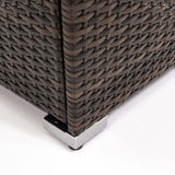 28" Square Propane Fire Pit Table with Wicker Base & Glass Wind Guard, 40,000 BTU, Black/Brown, Compact