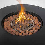 30" Round Steel Propane Fire Pit Table with Wicker-Style Finish, 50,000 BTU, Black, Lava Rocks Included