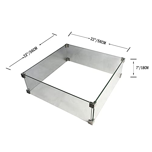 Elementi Manhattan Outdoor Fire Pit Rectangle Tempered Glass Wind Screen