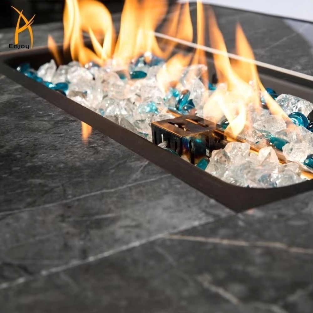 32" Rectangular Propane Gas Fire Pit Table with Wicker Base, 50,000 BTU, Brown, Includes Lava Rocks, Lid & Rain Cover