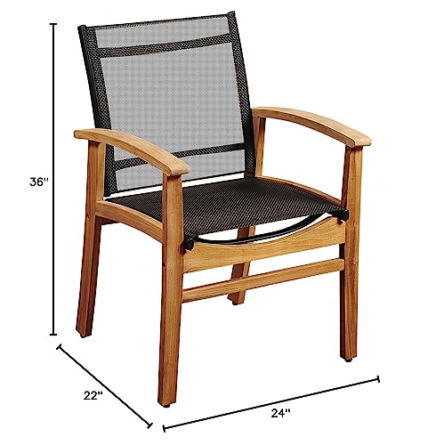 Fortuna Teak Dining Stackable Black Textile Wood Chair - 1 pc