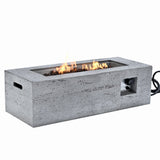 42" Rectangular Propane Fire Pit Table, Concrete-Look MGO, 50,000 BTU, Grey, 10-ft Hose Included