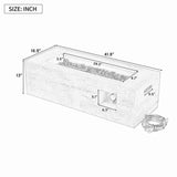 42" Rectangular Propane Fire Pit Table, Concrete-Look MGO, 50,000 BTU, Grey, 10-ft Hose Included
