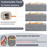 42" Rectangular Propane Fire Pit Table, Concrete-Look MGO, 50,000 BTU, Grey, 10-ft Hose Included