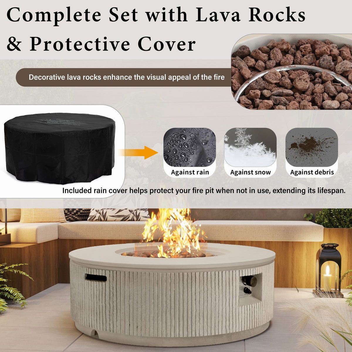 38" Propane Fire Pit Table Patio Heater 50,000 BTU Outdoor Firepit