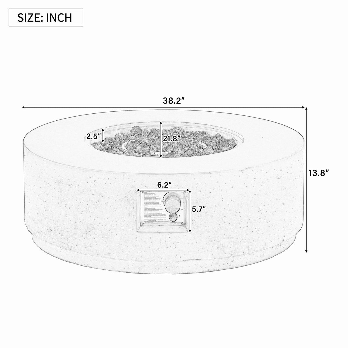 38" Round Propane Fire Pit Table Patio Heater 50,000 BTU Outdoor Firepit