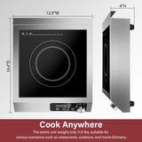 Commercial Induction Cooktop,1800W Induction Burner with Sensor Touch, Knob and LCD Screen,ETL-Certified Single Electric Burner