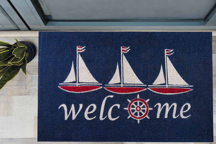Nautical Sailboat Coco Welcome Doormat