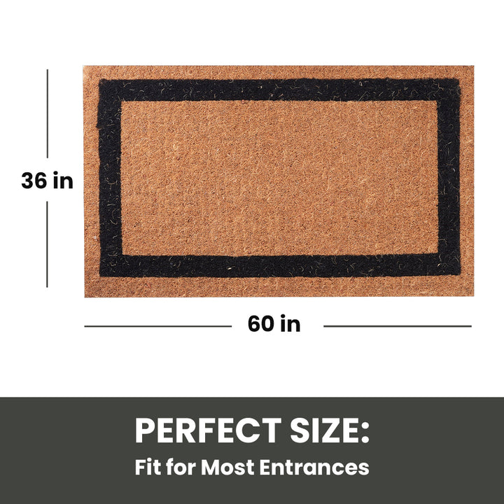 Classic Black Border Handwoven Coir Welcome Doormat