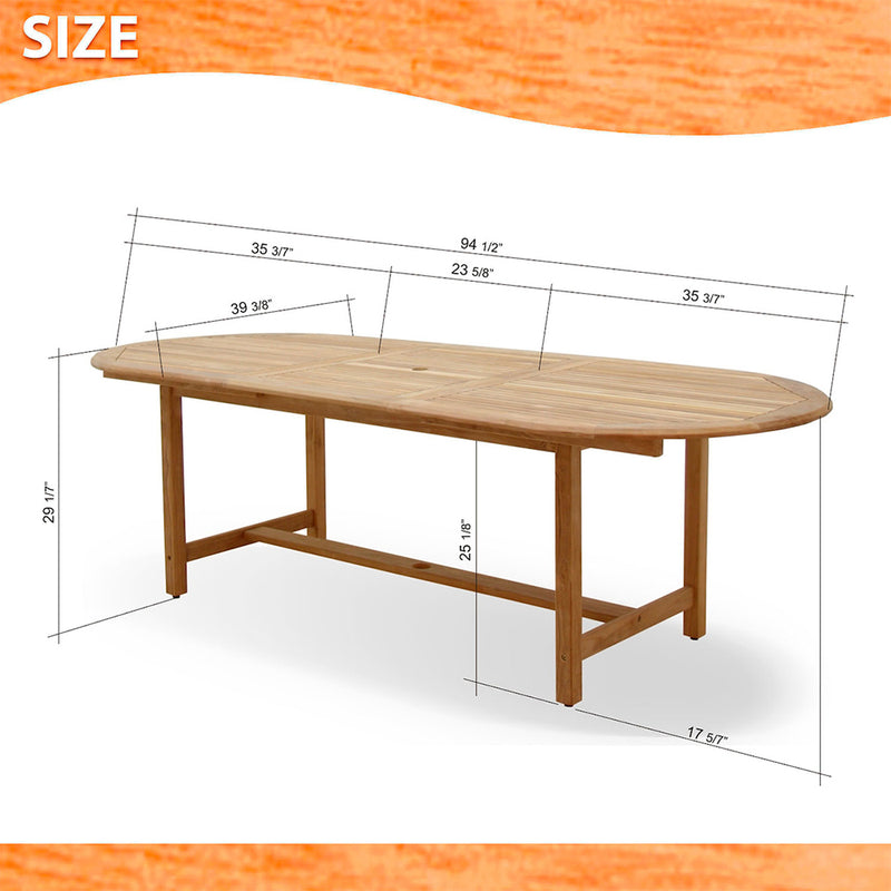 Bergen 11 Piece Teak Extendable Oval Patio Dining Set