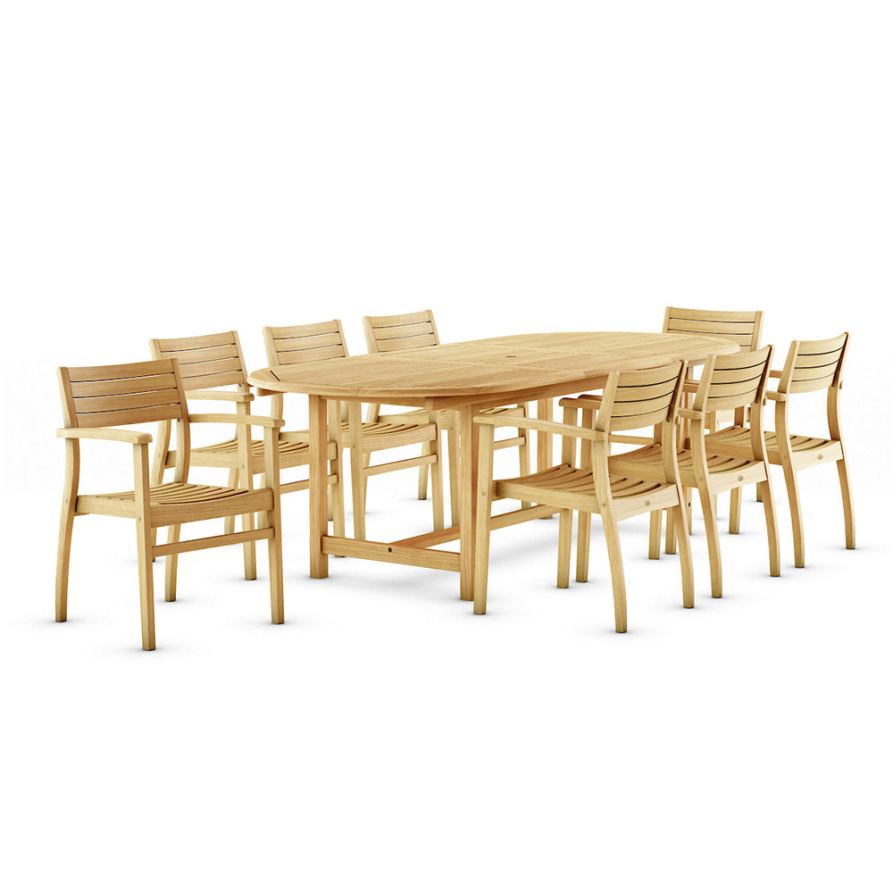 Coventry 9 Piece Teak Extendable Oval Patio Dining Set