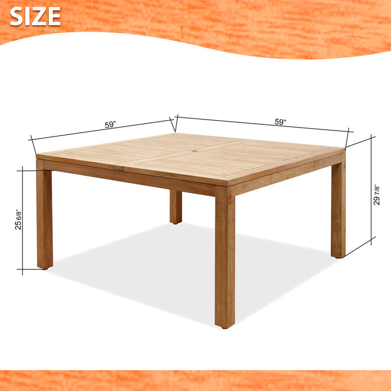 Dubai 9 Piece Teak Square Patio Dining Set