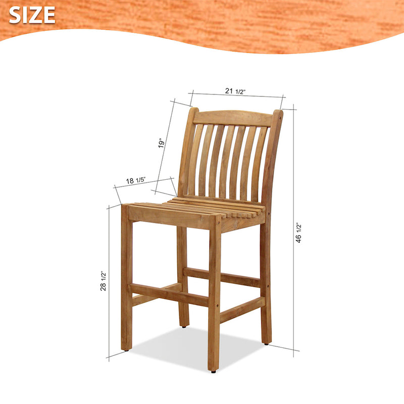 Eden 5 Piece Light Brown Teak Square Bar Table Set