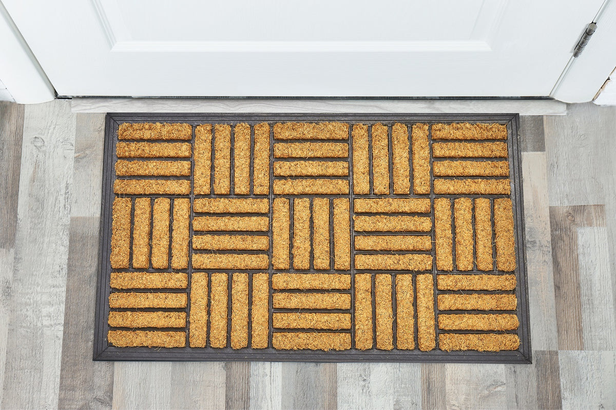 Criss Cross Rubber Backing Coir Welcome Doormat