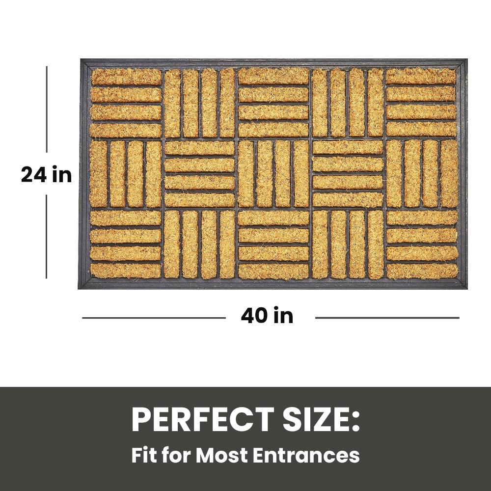 Criss Cross Rubber Backing Coir Welcome Doormat