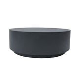 Elementi Rome Round Patio Coffee Table Indoor Outdoor Furniture Concrete, Slate Black - 40 x 40 Inches