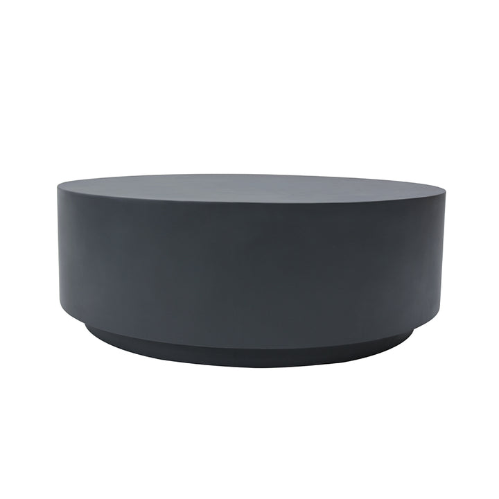 Elementi Rome Round Patio Coffee Table Indoor Outdoor Furniture Concrete, Slate Black - 40 x 40 Inches