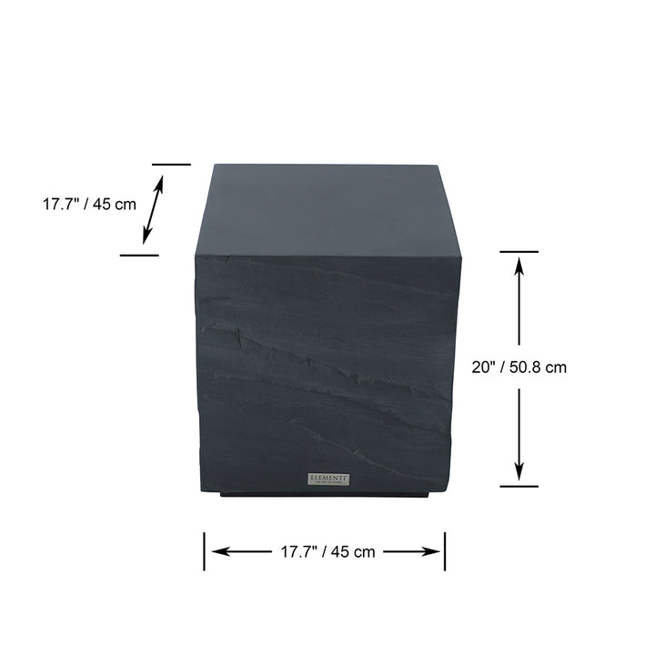 Elementi Colorado Square Patio Side Table Indoor Outdoor Furniture Concrete, Slate Black - 17.7 x 17.7 Inches