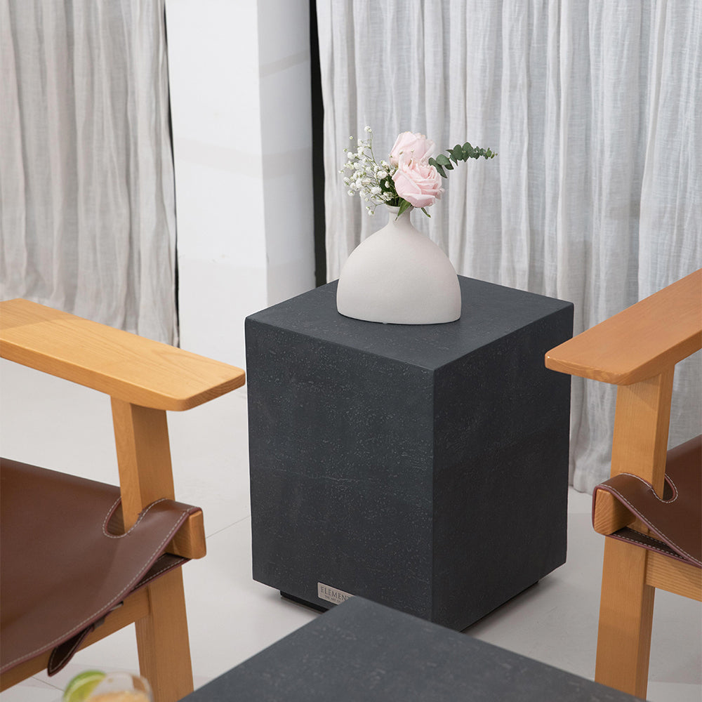 Elementi Colorado Square Patio Side Table Indoor Outdoor Furniture Concrete, Slate Black - 17.7 x 17.7 Inches - view 4