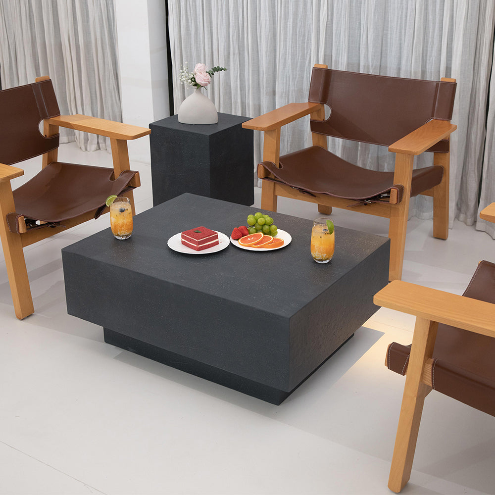 Elementi Colorado Square Patio Side Table Indoor Outdoor Furniture Concrete, Slate Black - 17.7 x 17.7 Inches - view 5