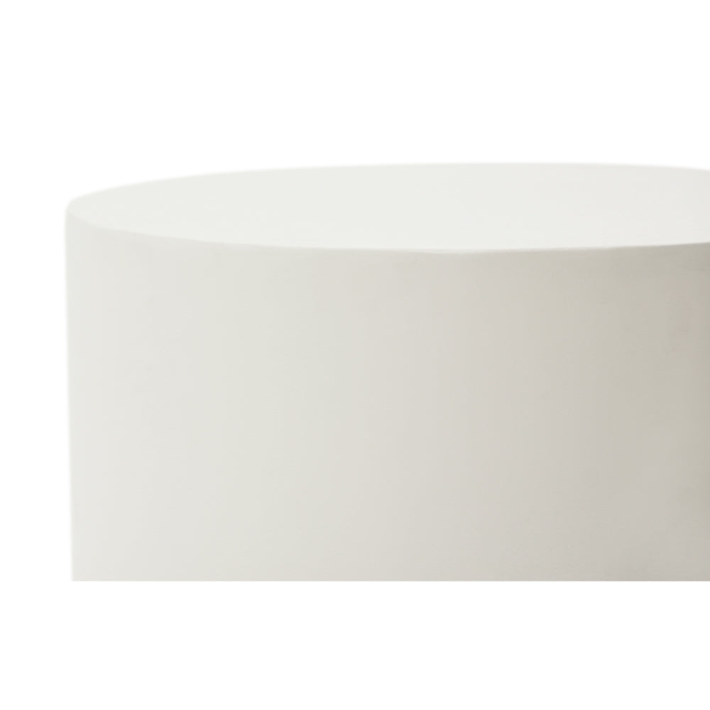 Elementi Rome Round Patio Side Table Indoor Outdoor Furniture Concrete, Cream White - 17.7 x 17.7 Inches