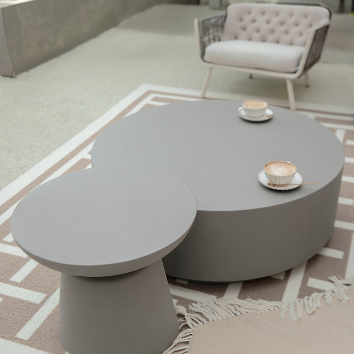 Elementi Kylix Round Patio Side Table Indoor Outdoor Furniture Concrete, Space Grey - 20 x 20 Inches