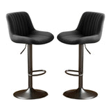 Swivel Counter Height Bar Stools with Backs, Synthetic Leather & Iron Frame (Set of 2)
