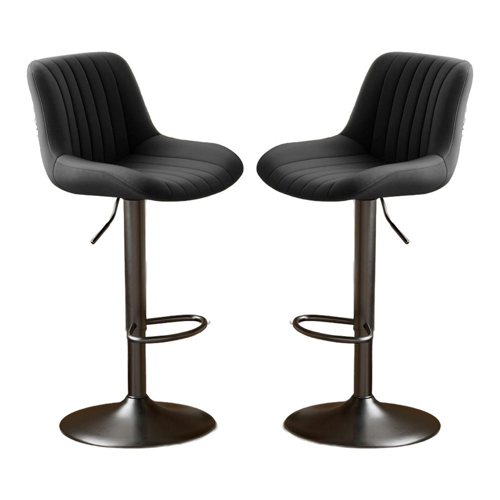 Swivel Counter Height Bar Stools with Backs, Synthetic Leather & Iron Frame (Set of 2)