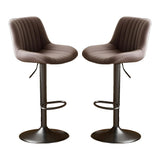 Swivel Counter Height Bar Stools with Backs, Synthetic Leather & Iron Frame (Set of 2)